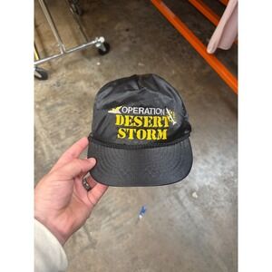 Vintage Otto Cap Operation Desert Storm Snapback Hat Black Satin Rope 90s Army
